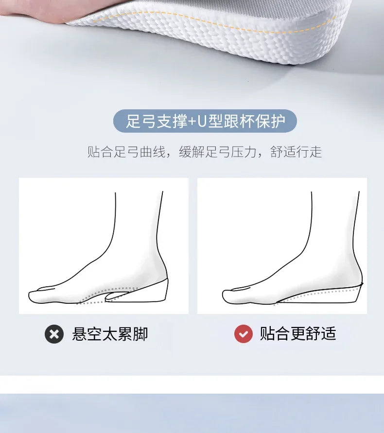 2Pcs Height Increase Insoles for Men Women EVA Shoe Pads Feet Arch Support Orthopedic Half Insoles Sneaker Heel Lift Memory