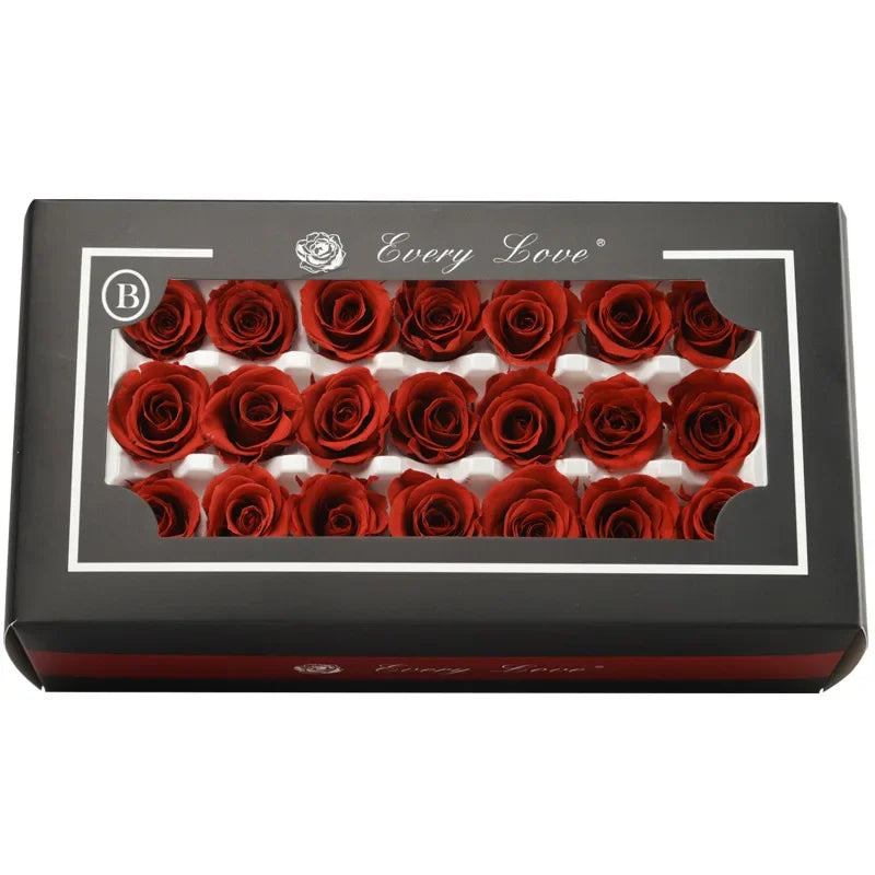 Grade B 21PCS 2-3cm Mini Preserved Roses Heads Eternal Rose Gift Wedding Party DIY Material Preserved Roses Home Dried Flowers