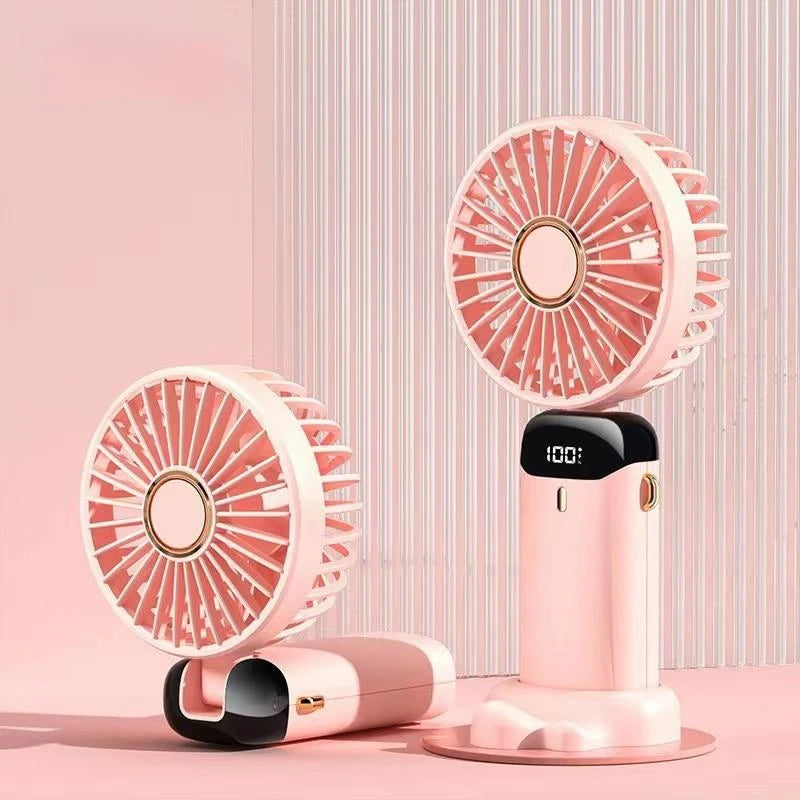 Portable Handheld Personal Rechargeable Fan LED Digital Display 90°Adjustable  Rechargeable Fan , 5 Speed Wind Mini Aromatherapy