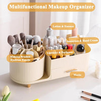 Makeup Organizer Countertop with Drawers 360 Rotating Makeup Brush Holder Large Capacity Skincare Organizer for Vanity Desk