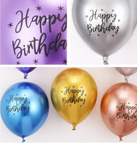 10/20pcs 12inch Happy Birthday Printed Pattern Metallic Ballons Helium Latex Balloon Chrome Metal Globos Birthday Party Decorati