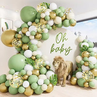 White Sand Balloons Garland Sage Green Gold Balloon Arch Kit Birthday Party Baby Shower Wedding Bride Shower Decoration Globos