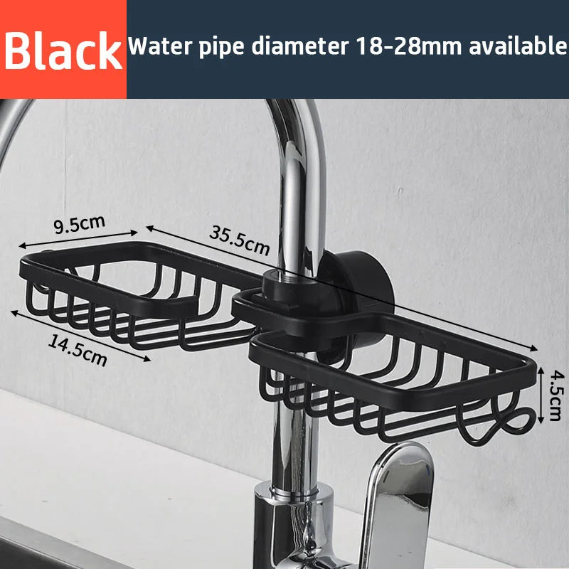Kitchen Sink Drain Rack Sponge Storage Basket Faucet Holder Space Aluminum Soap Drainer Shelf Organizer Bathroom Accessories