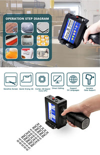 Phezer P15 12.7mm Label Printer QR Bar Batch Code Date Number Logo Expiry Date Handheld Inkjet Printer 28 Languages Portable