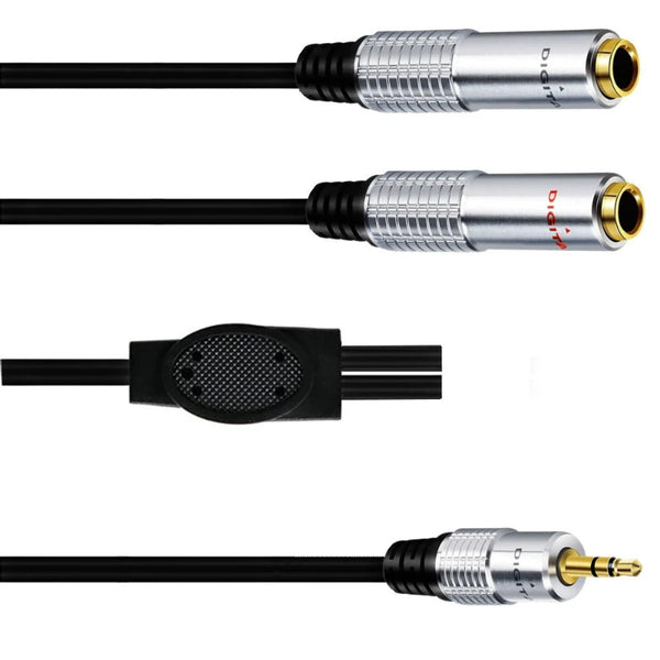 Metal shell Stereo TRS 3.5mm Male Double 6.35mm Female Audio Adapter Cable