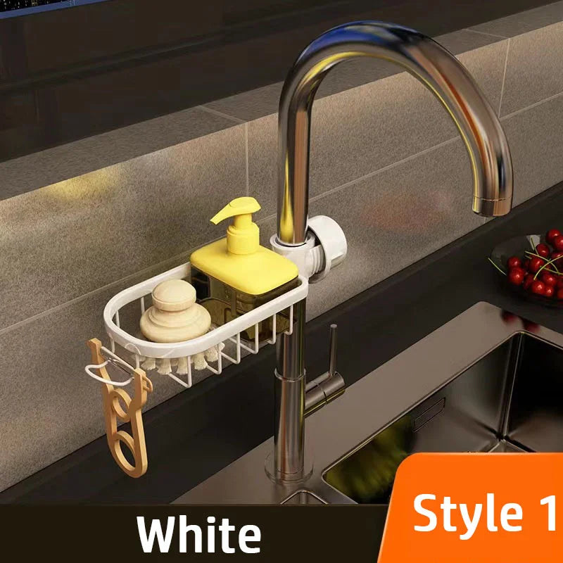 Kitchen Sink Drain Rack Sponge Storage Basket Faucet Holder Space Aluminum Soap Drainer Shelf Organizer Bathroom Accessories