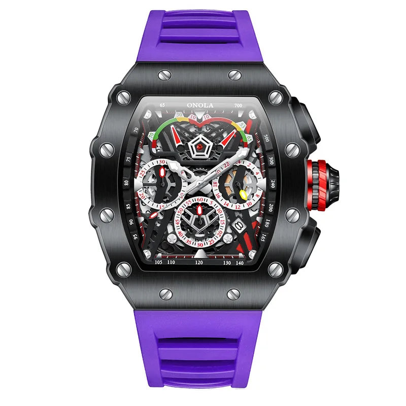 Luxury Brand Tonneau Watch for Men Classic Stainless Steel Chronograph Quartz Watches Fashion Sport Waterproof Reloj Hombre Gift