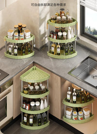 Kitchen Spice Rack Shelf Countertop Corner Multifunctional Seasoning Supplies Rack Saving Spice Rack Organizer with Hooks