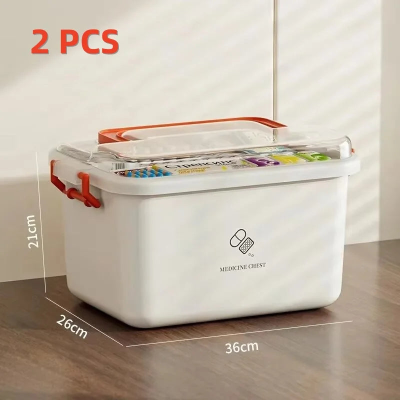 Large Capacity Medicine Box Portable Home First Aid Medical Kit Family Emergency Medicine Box with Multi-layer Drug Storage Case