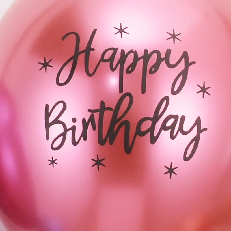10/20pcs 12inch Happy Birthday Printed Pattern Metallic Ballons Helium Latex Balloon Chrome Metal Globos Birthday Party Decorati