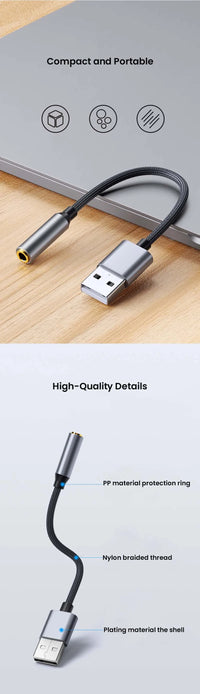 NIERBO USB to 3.5mm Audio Jack Adapter USB A to 3.5mm TRRS USB to Audio Jack Adapter Headset External Stereo Sound Card