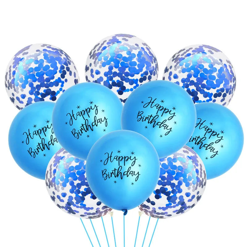 10/20pcs 12inch Happy Birthday Printed Pattern Metallic Ballons Helium Latex Balloon Chrome Metal Globos Birthday Party Decorati