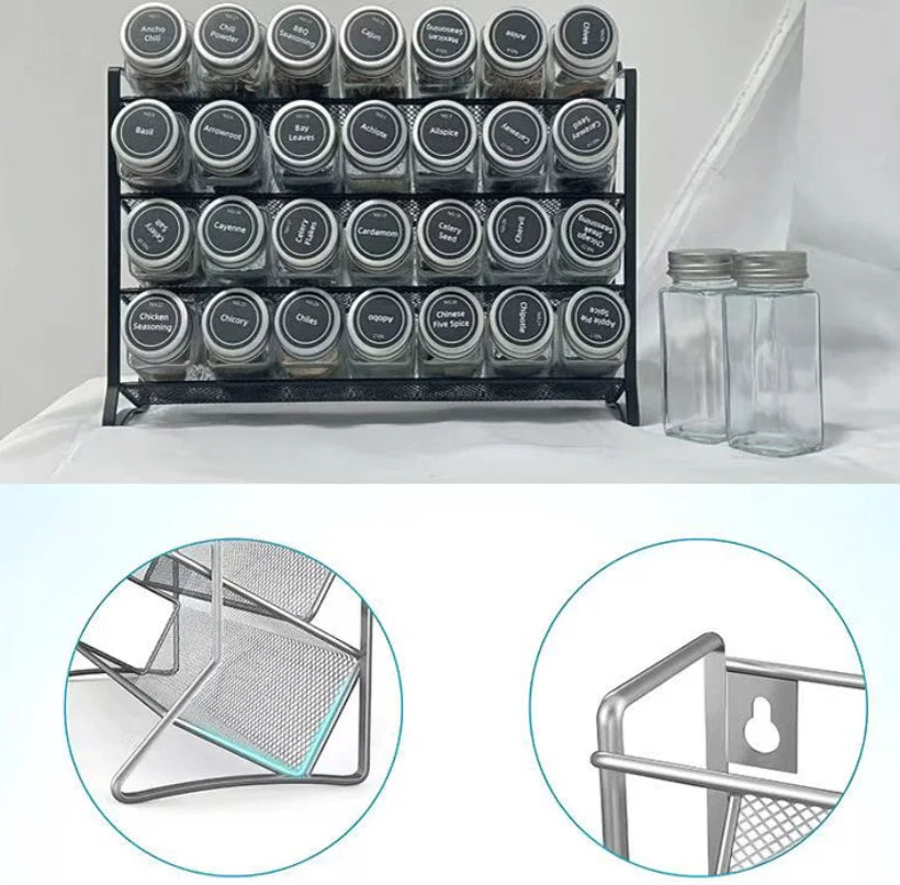 Kitchen Spice Rack 4 Tier Spice Organizer Carbon Steel Wall Shelf without Spice Jars for Cabinet Kitchen Pantry Organizer Shelf