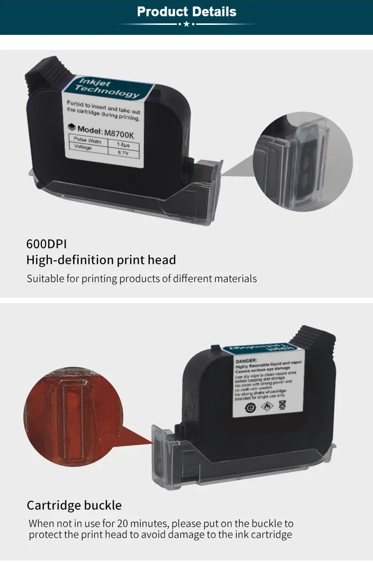 Phezer A Level Ink 1/3/5/10pcs Handheld Online Inkjet Printer Cartridge Quick Dry Black B Level 12.7mm Original Parts Office
