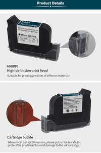 Phezer A Level Ink 1/3/5/10pcs Handheld Online Inkjet Printer Cartridge Quick Dry Black B Level 12.7mm Original Parts Office