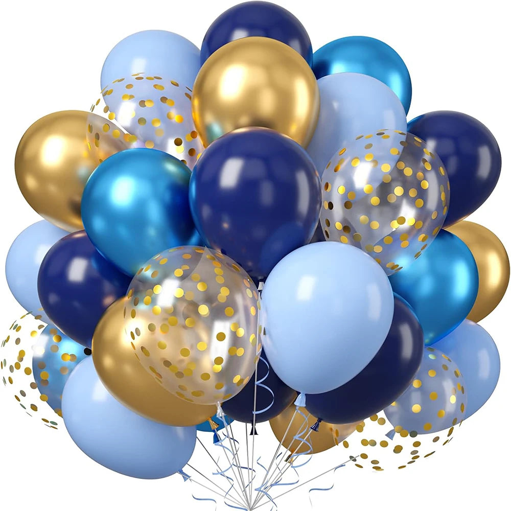 Metal Golden Blue Balloons Arch Set Birthday Wedding Decoration Party Supplies Graduation Holiday Celebration Baby Shower Globos