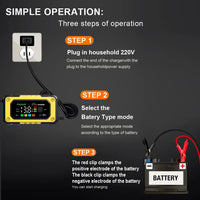 NEW FOXSUR Universal Repair Car Battery Charger 12V 7A Intelligent Repair Motorcycle Charger for lead Acid LiFePO4 Battery