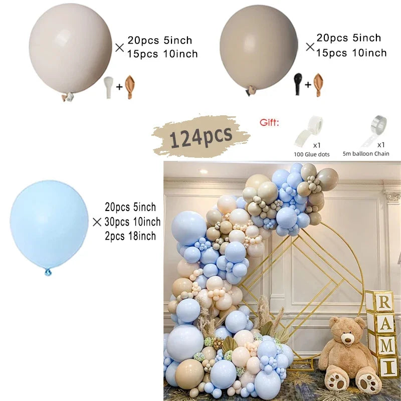 Macaron Dusty Blue Balloon Garland Arch Kit Happy Birthday Party Decoration Kids Boy Baby Shower Ballons Wedding Party Supplies