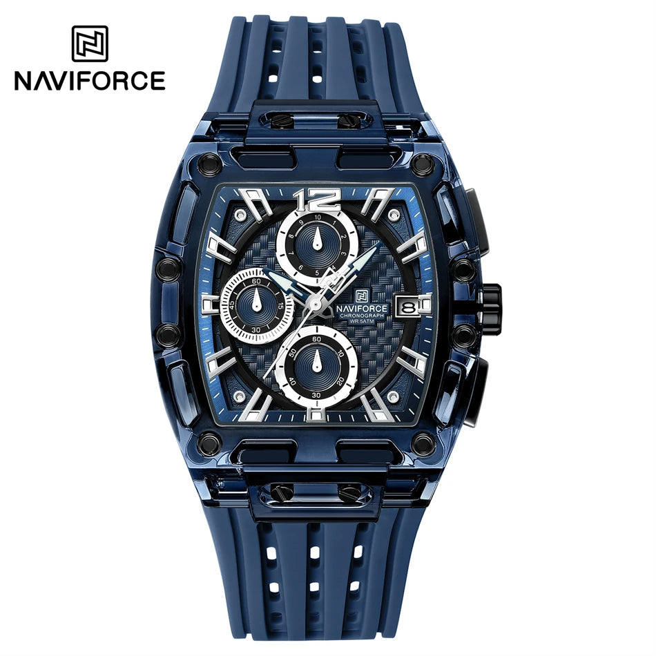 NAVIFORCE Fashion Men Watch Quartz Chronograph  Clock 3ATM Waterproof Silicone Band Sports Casual Date Display Male Wristwatches