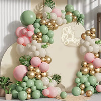 White Sand Balloons Garland Sage Green Gold Balloon Arch Kit Birthday Party Baby Shower Wedding Bride Shower Decoration Globos