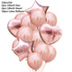 10/14pcs Mix Pink Rose Balloons Heart Star RoseGold Confetti Balloon Birthday Party Decorate Kids Adult Air Balls Wedding Globos