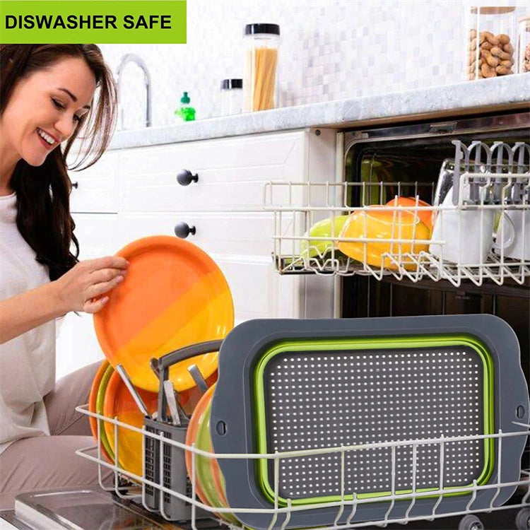 LMETJMA Collapsible Colander with Extendable Handles Colander Strainer Over The Sink Vegetable Fruit Colanders Strainers JT40