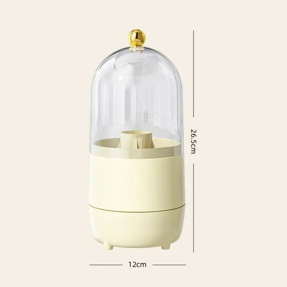 New PP Makeup Brush Holder 360° Rotating Large-capacity Cosmetics Display Case With Lid Dustproof Storage Box Makeup Brush