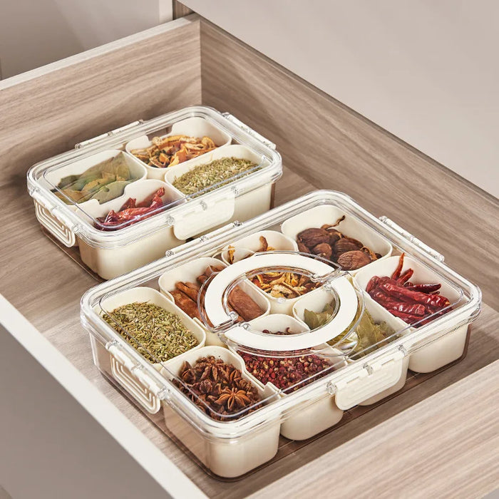 Kitchen Seasoning Storage Box Spice Box Integrated Multi Grid Storage Sealed Tank Moisture-Proof Salt Tank Kitchen Supplies 2025