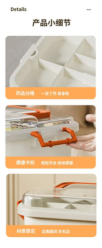 Large Capacity Medicine Box Portable Home First Aid Medical Kit Family Emergency Medicine Box with Multi-layer Drug Storage Case