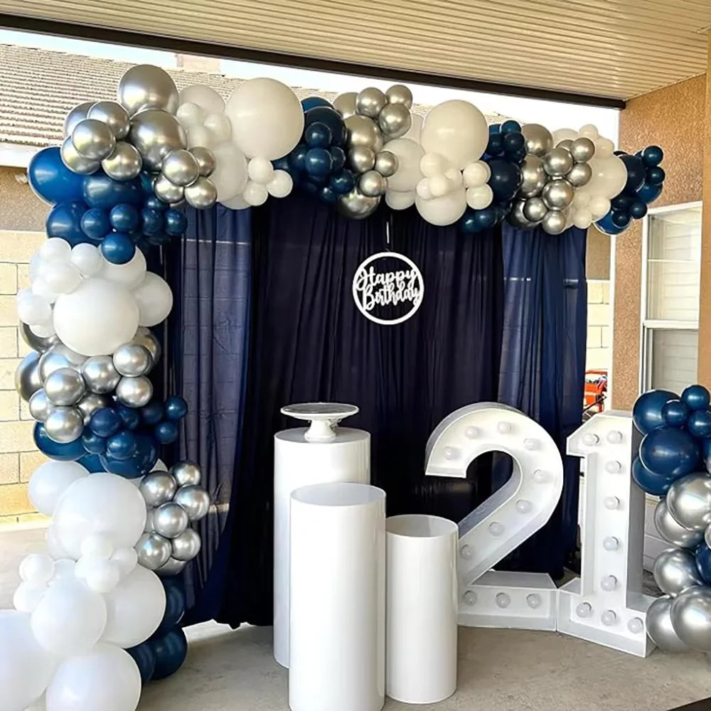 Navy Blue Balloons Garland White Sliver Confetti Latex Ballon Arch Kit Wedding Anniversary Birthday Party Baby Shower Decoration