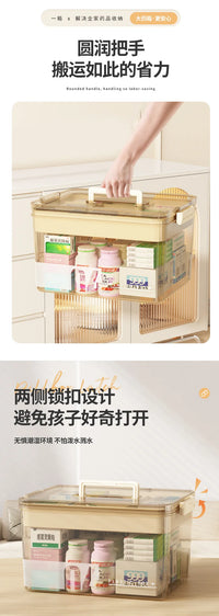 Multi-Layer Home Medicine Box Large Capacity Medical Storage Case Transparent Design for First Aid and Medication Organization