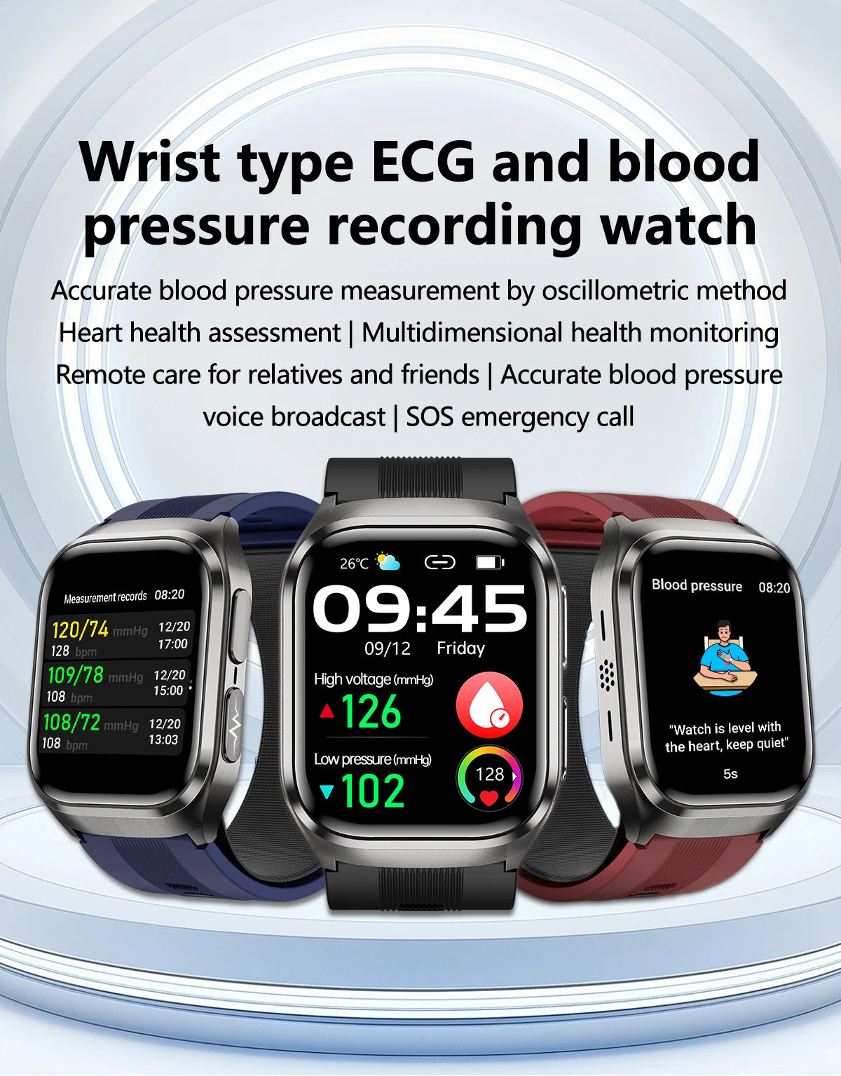 New Nursing Grade Air Pump Airbag Accurate Measure ECG Uric acid Smart Watches Men Blood Pressure Fitness Sport Smart Watch Man