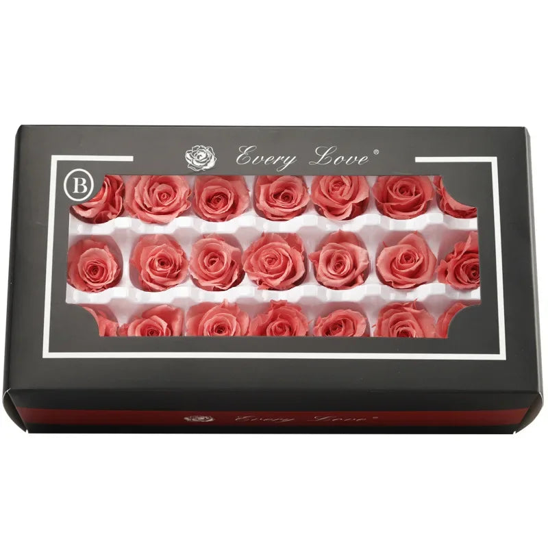 Grade B 21PCS 2-3cm Mini Preserved Roses Heads Eternal Rose Gift Wedding Party DIY Material Preserved Roses Home Dried Flowers
