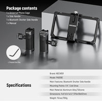 NEEWER Universal Phone Cage Rig with Bluetooth Side Handle Smartphone Stabilizer For iPhone 15 Pro Max 15 Pro Galaxy S24 Ultra