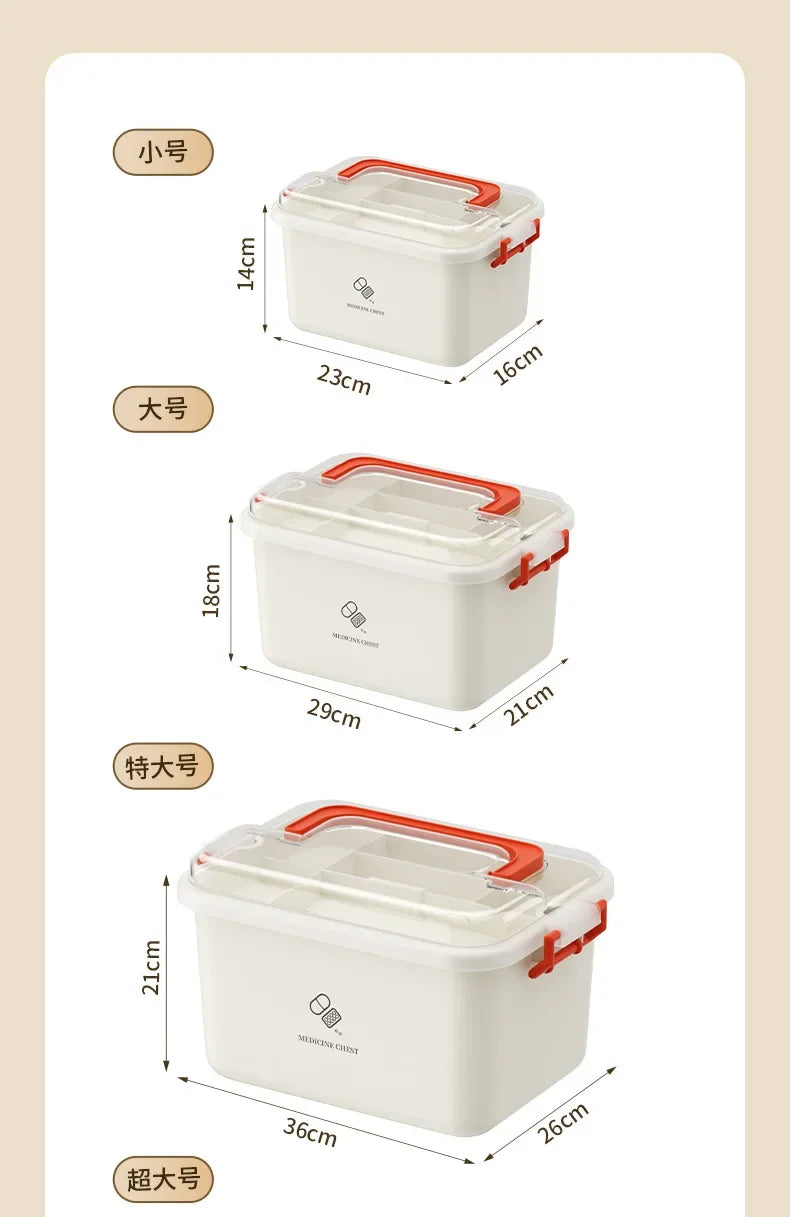 Large Capacity Medicine Box Portable Home First Aid Medical Kit Family Emergency Medicine Box with Multi-layer Drug Storage Case