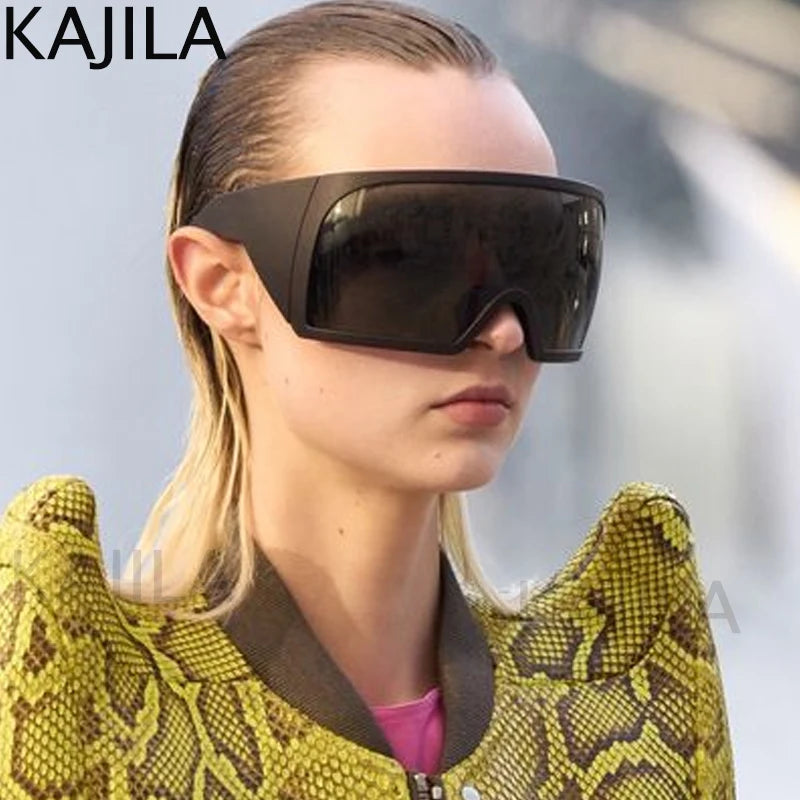 Oversized Punk Shield Sunglasses Women Men Big Frame 2025 Luxury Brand Steampunk Mask Sun Glasses For Ladies Sports Goggle UV400