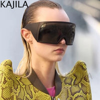 Oversized Punk Shield Sunglasses Women Men Big Frame 2025 Luxury Brand Steampunk Mask Sun Glasses For Ladies Sports Goggle UV400