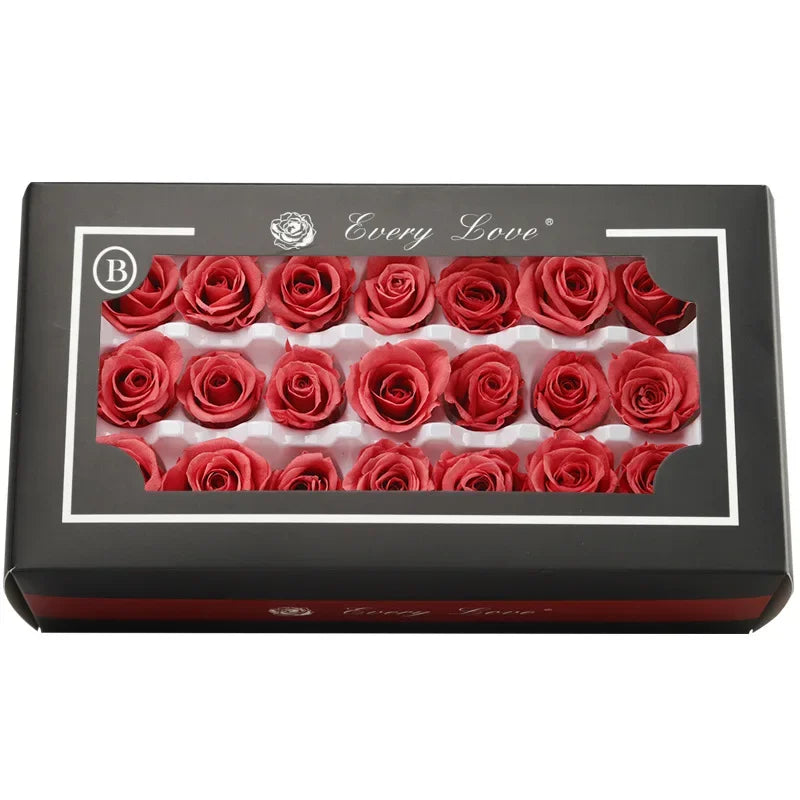 Grade B 21PCS 2-3cm Mini Preserved Roses Heads Eternal Rose Gift Wedding Party DIY Material Preserved Roses Home Dried Flowers