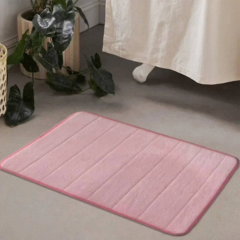 Memory Foam Embossed Velvet Carpet Bathroom Living Room Non-Slip Mat Cobblestone Floor Mat