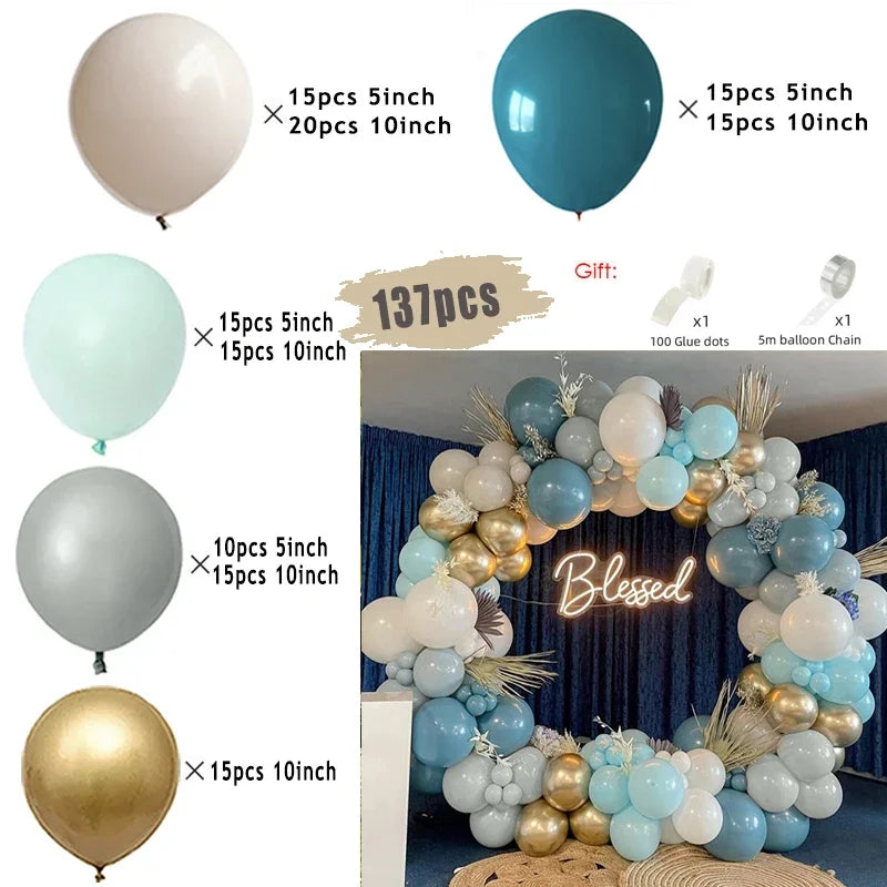 Macaron Dusty Blue Balloon Garland Arch Kit Happy Birthday Party Decoration Kids Boy Baby Shower Ballons Wedding Party Supplies