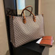 Large-capacity women's bags in Europe and the United States retro shoulder bag classic letters PU commuter handbags women