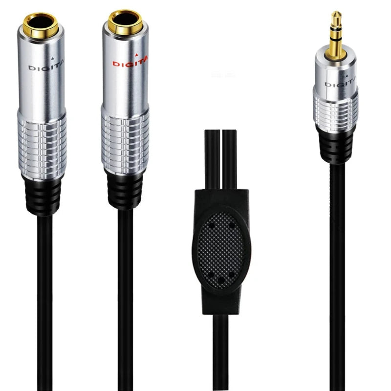 Metal shell Stereo TRS 3.5mm Male Double 6.35mm Female Audio Adapter Cable