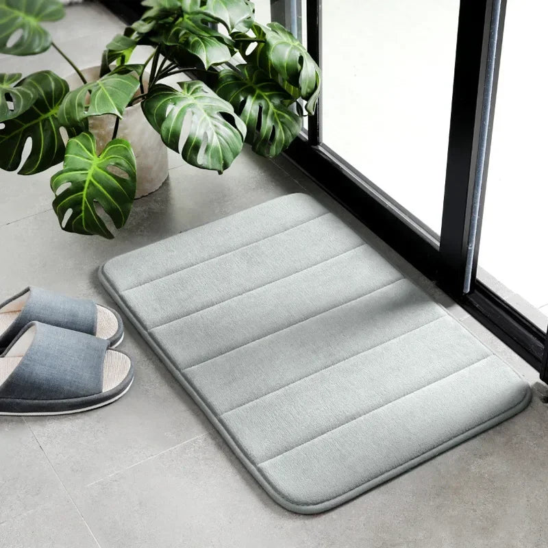 Memory Foam Embossed Velvet Carpet Bathroom Living Room Non-Slip Mat Cobblestone Floor Mat