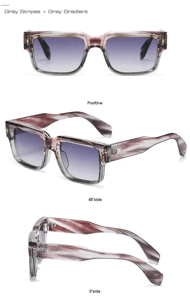JNPCXI Retro Square Sunglasses Women Leopard Stripes Shades UV400 Fashion Rivets Men Clear Gradient Sun Glasses