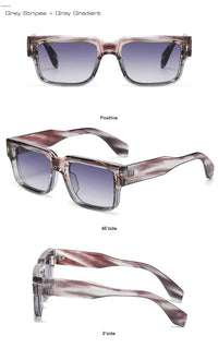JNPCXI Retro Square Sunglasses Women Leopard Stripes Shades UV400 Fashion Rivets Men Clear Gradient Sun Glasses