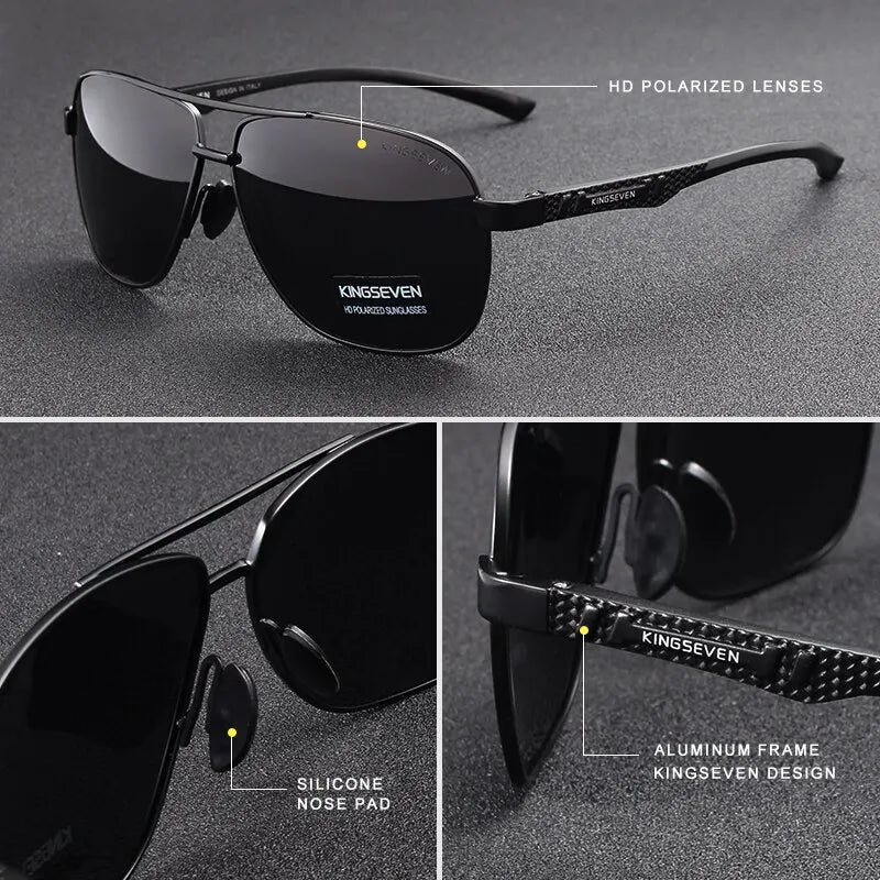 KINGSEVEN Polarized Aluminum Sunglasses Men High Quality UV400 Mirror Lens Male Women Fashion Eyewear Driving Outdoor Glasses