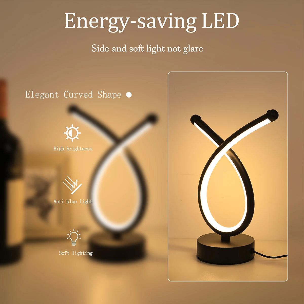 Creative LED line desk lamp for home lighting, decoration, night light