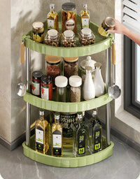 Kitchen Spice Rack Shelf Countertop Corner Multifunctional Seasoning Supplies Rack Saving Spice Rack Organizer with Hooks