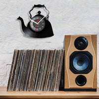 Modern Kitchen Artwork Teapot Wall Clock Tea Room Wall Decor Teapot Retro Vinyl Record Wall Clock Kitchen Decorative Wall Watch