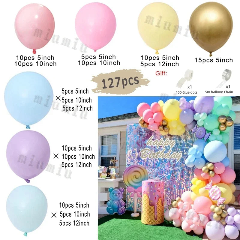 Macaron Pink Balloon Garland Arch Kit Kids Happy Birthday Metal Rose Gold Confetti Balloons Wedding Party Baby Shower Decoration